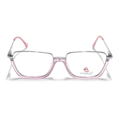Eyejack Skyline Silver & Lavender Square Eyeglasses for Men & Women (170203FCL2003-C8)