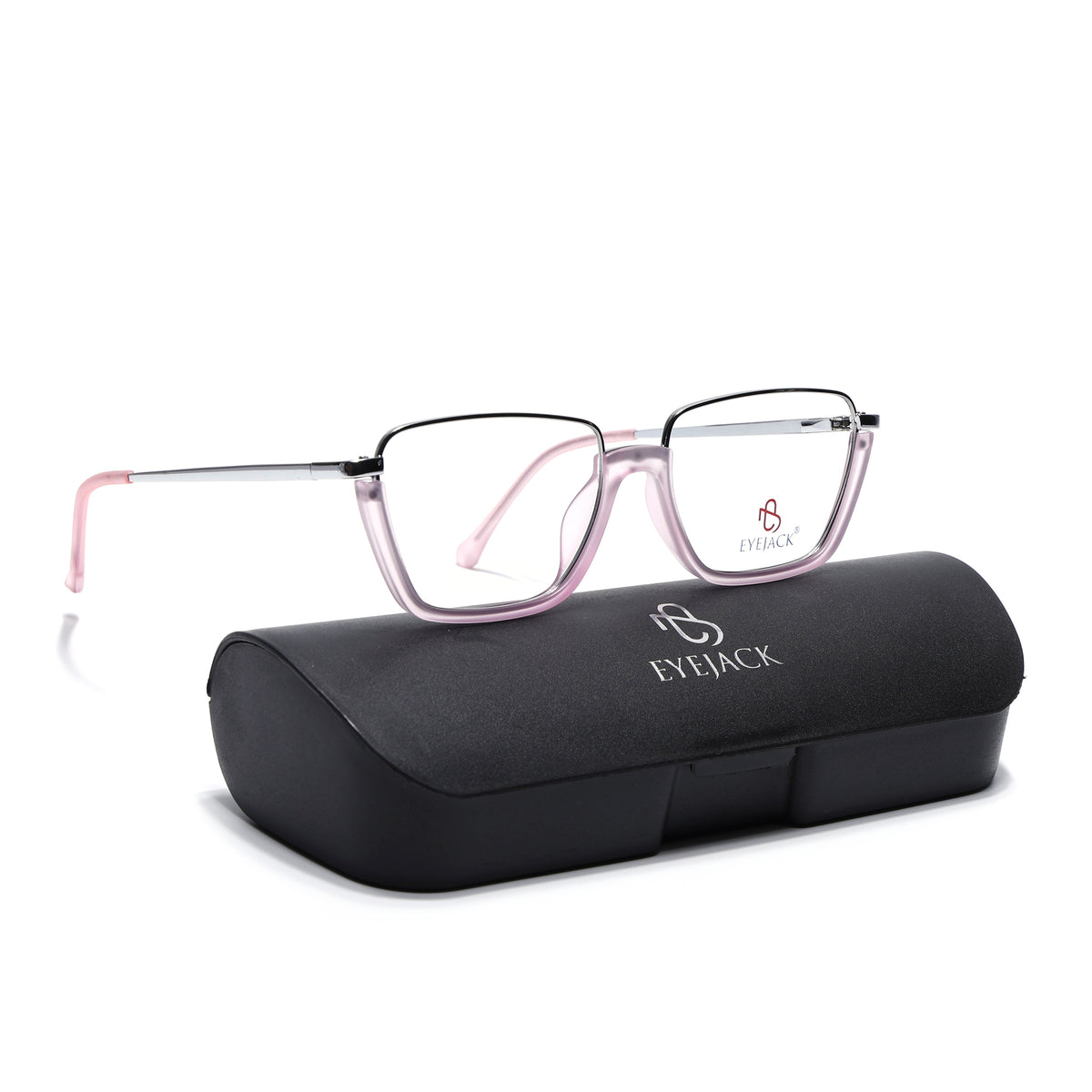 Eyejack Skyline Silver & Lavender Square Eyeglasses for Men & Women (170203FCL2003-C8)