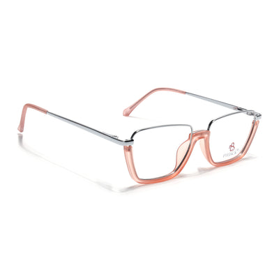 Eyejack Skyline Silver & Peach Square Eyeglasses for Men & Women (170203FCL2004-C9)