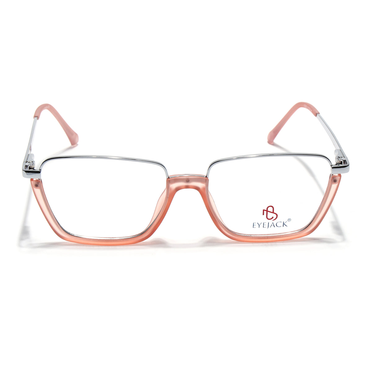 Eyejack Skyline Silver & Peach Square Eyeglasses for Men & Women (170203FCL2004-C9)