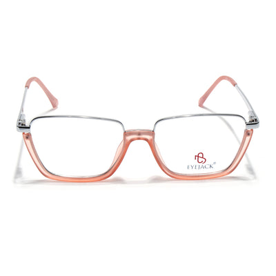Eyejack Skyline Silver & Peach Square Eyeglasses for Men & Women (170203FCL2004-C9)