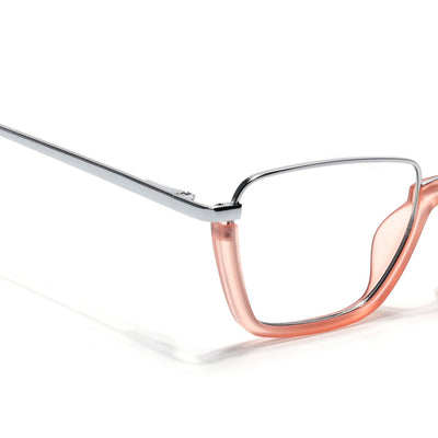 Eyejack Skyline Silver & Peach Square Eyeglasses for Men & Women (170203FCL2004-C9)