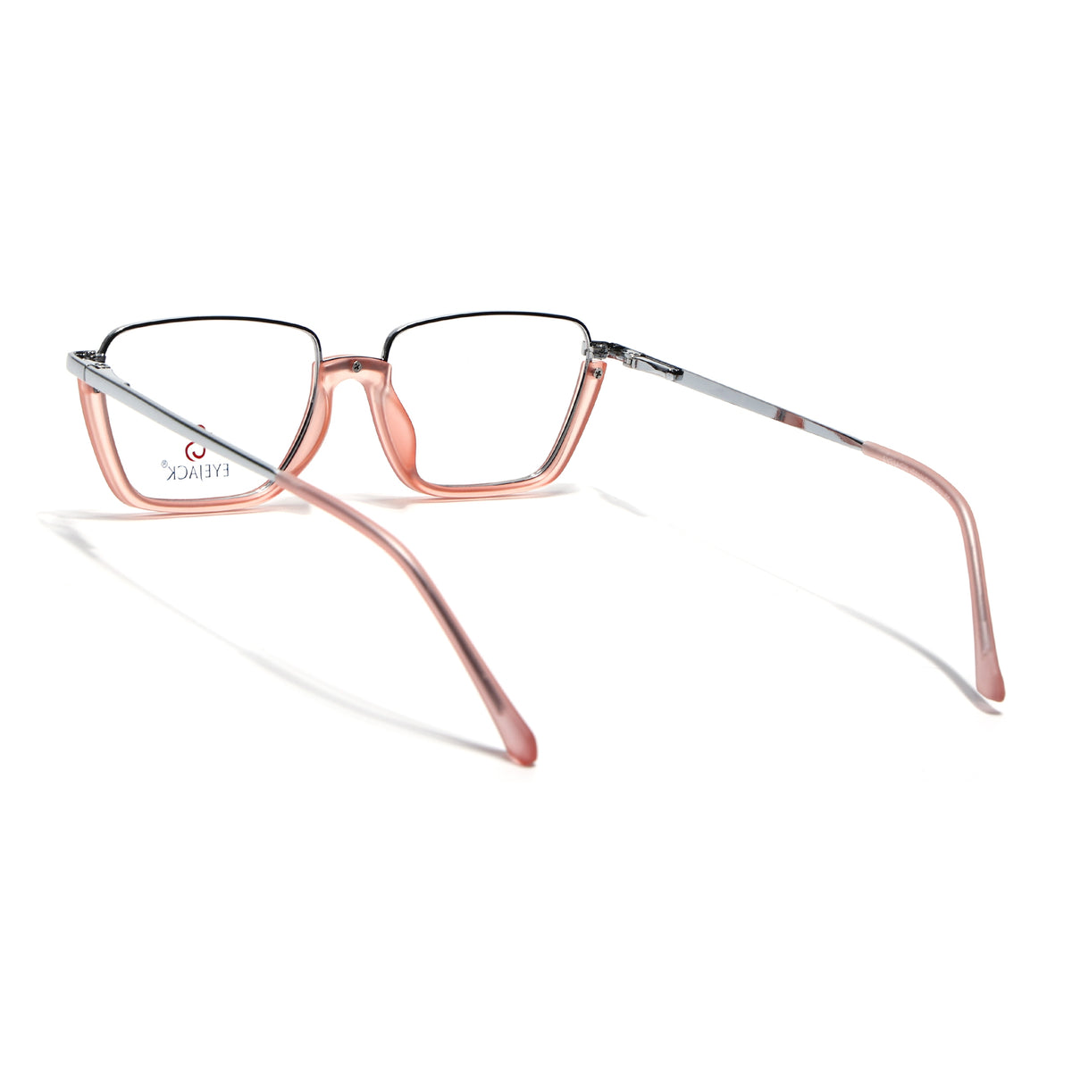 Eyejack Skyline Silver & Peach Square Eyeglasses for Men & Women (170203FCL2004-C9)