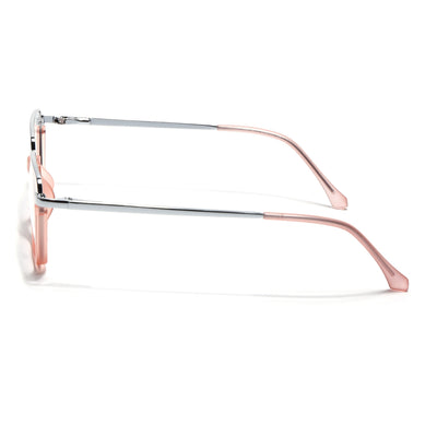 Eyejack Skyline Silver & Peach Square Eyeglasses for Men & Women (170203FCL2004-C9)