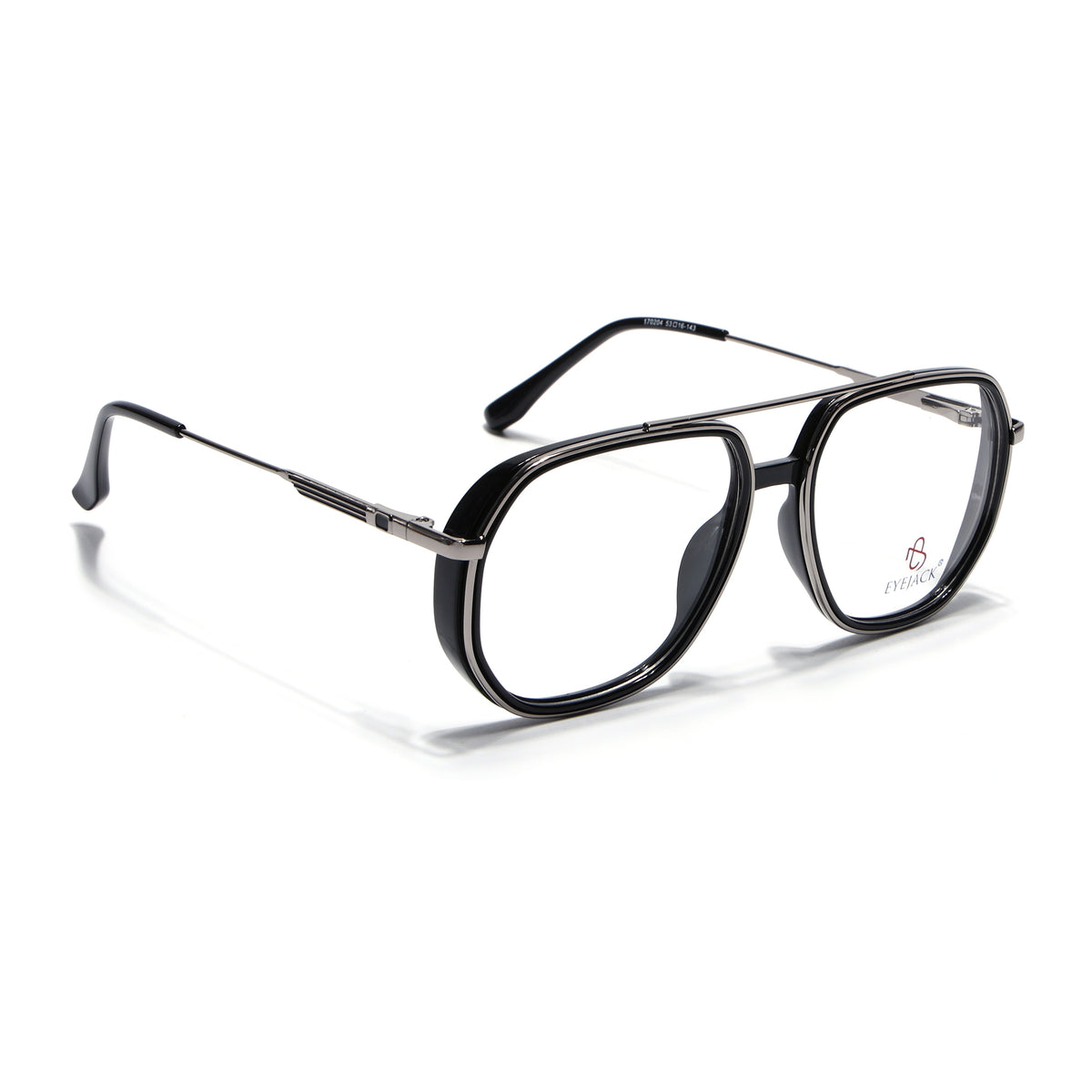 Eyejack Skyline Black & Silver Wayfarer Eyeglasses for Men & Women (170204FCL2005-C1)