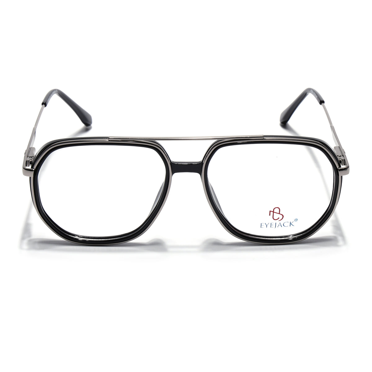 Eyejack Skyline Black & Silver Wayfarer Eyeglasses for Men & Women (170204FCL2005-C1)