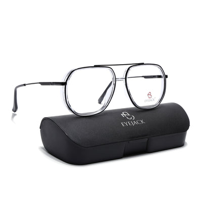 Eyejack Skyline Black & Transparent Wayfarer Eyeglasses for Men & Women (170204FCL2006-C2)