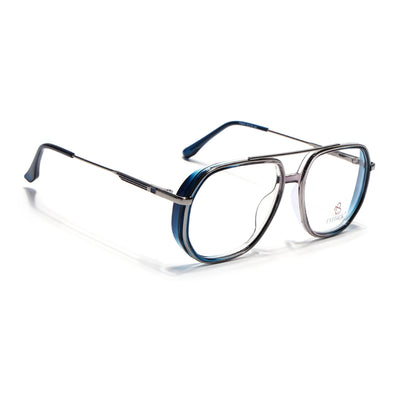 Eyejack Skyline Silver & Blue Wayfarer Eyeglasses for Men & Women (170204FCL2007-C3)