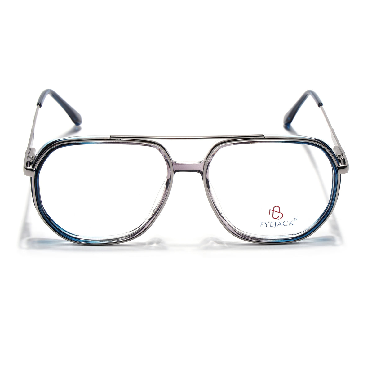 Eyejack Skyline Silver & Blue Wayfarer Eyeglasses for Men & Women (170204FCL2007-C3)
