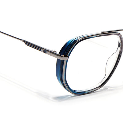 Eyejack Skyline Silver & Blue Wayfarer Eyeglasses for Men & Women (170204FCL2007-C3)