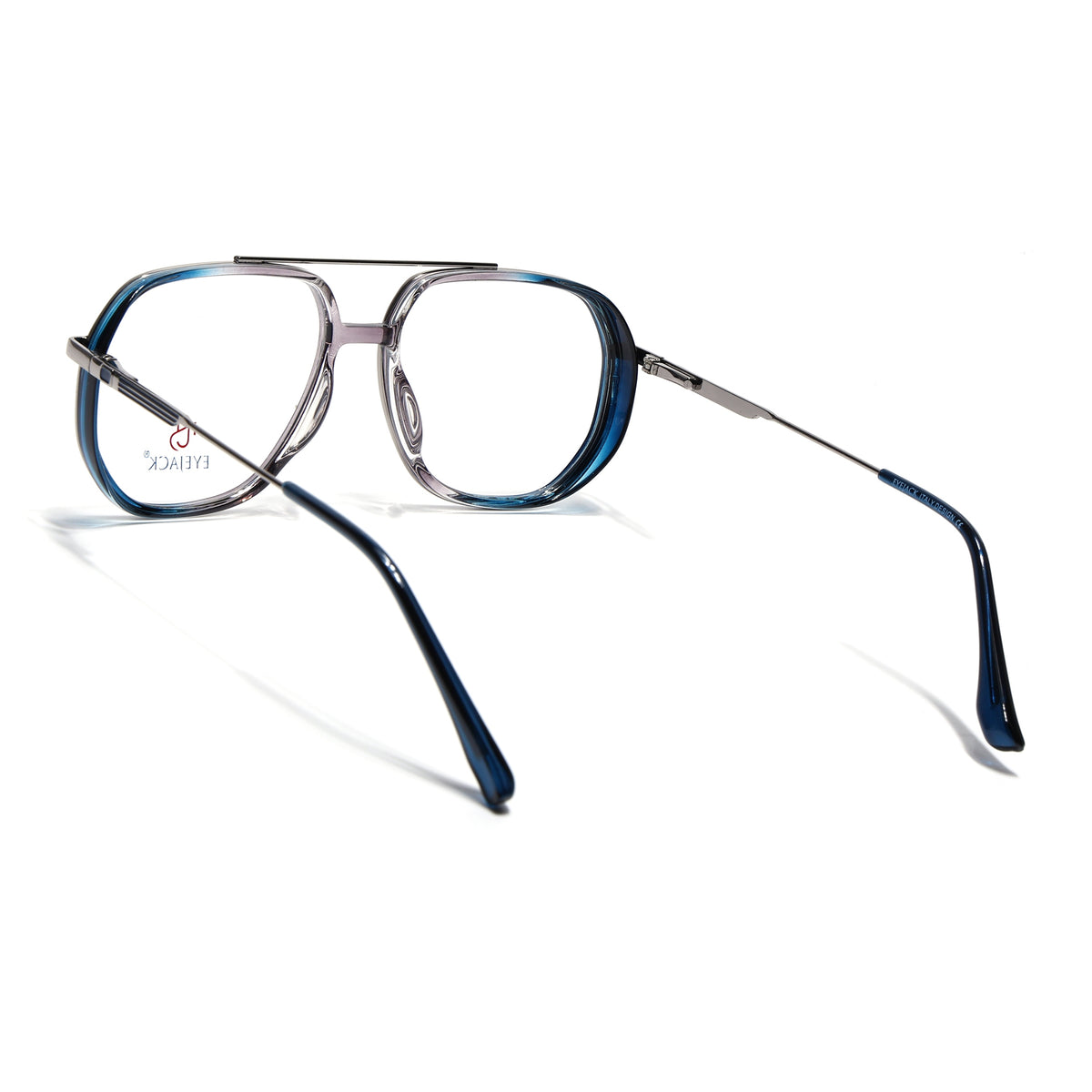 Eyejack Skyline Silver & Blue Wayfarer Eyeglasses for Men & Women (170204FCL2007-C3)
