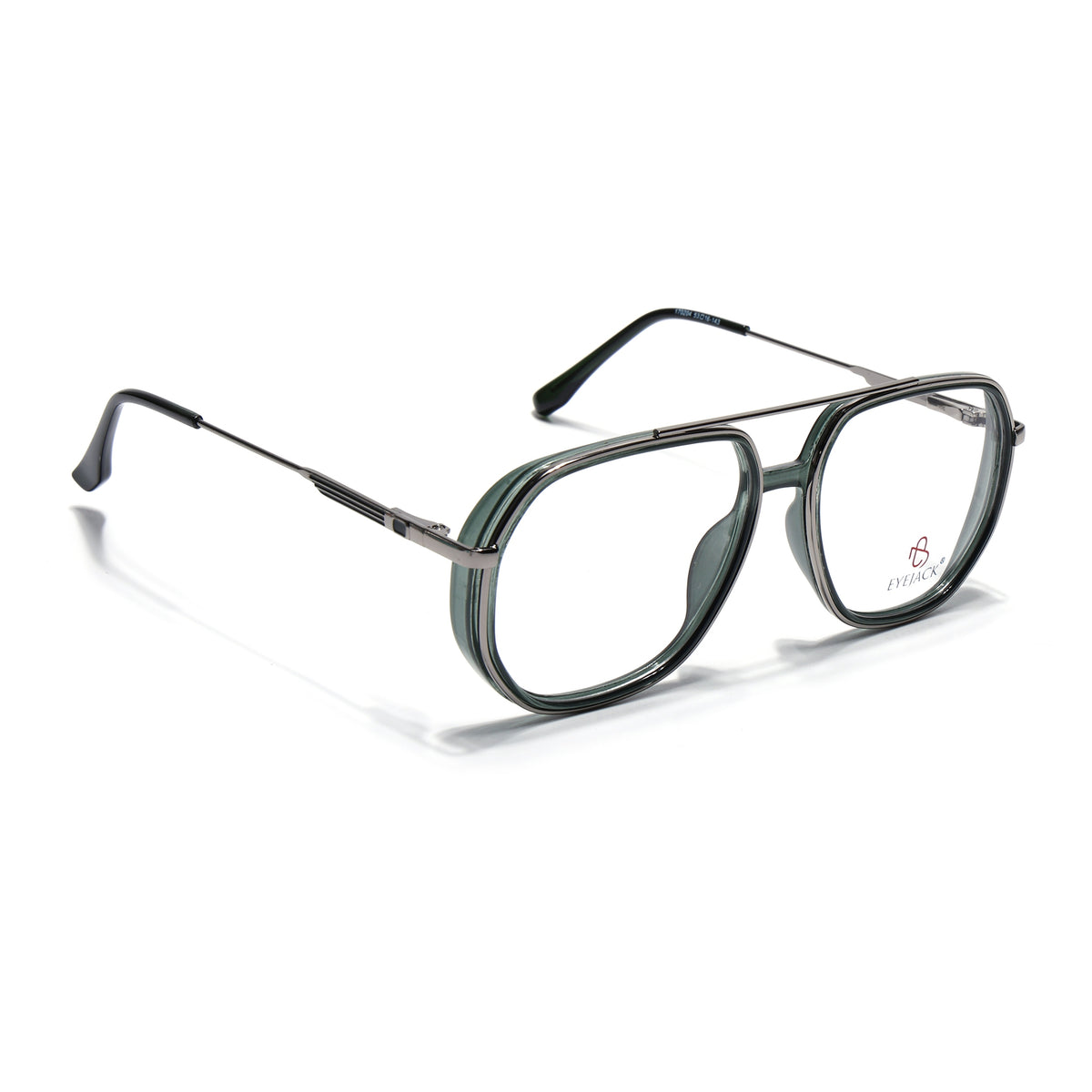 Eyejack Skyline Silver & Green Wayfarer Eyeglasses for Men & Women (170204FCL2008-C4)