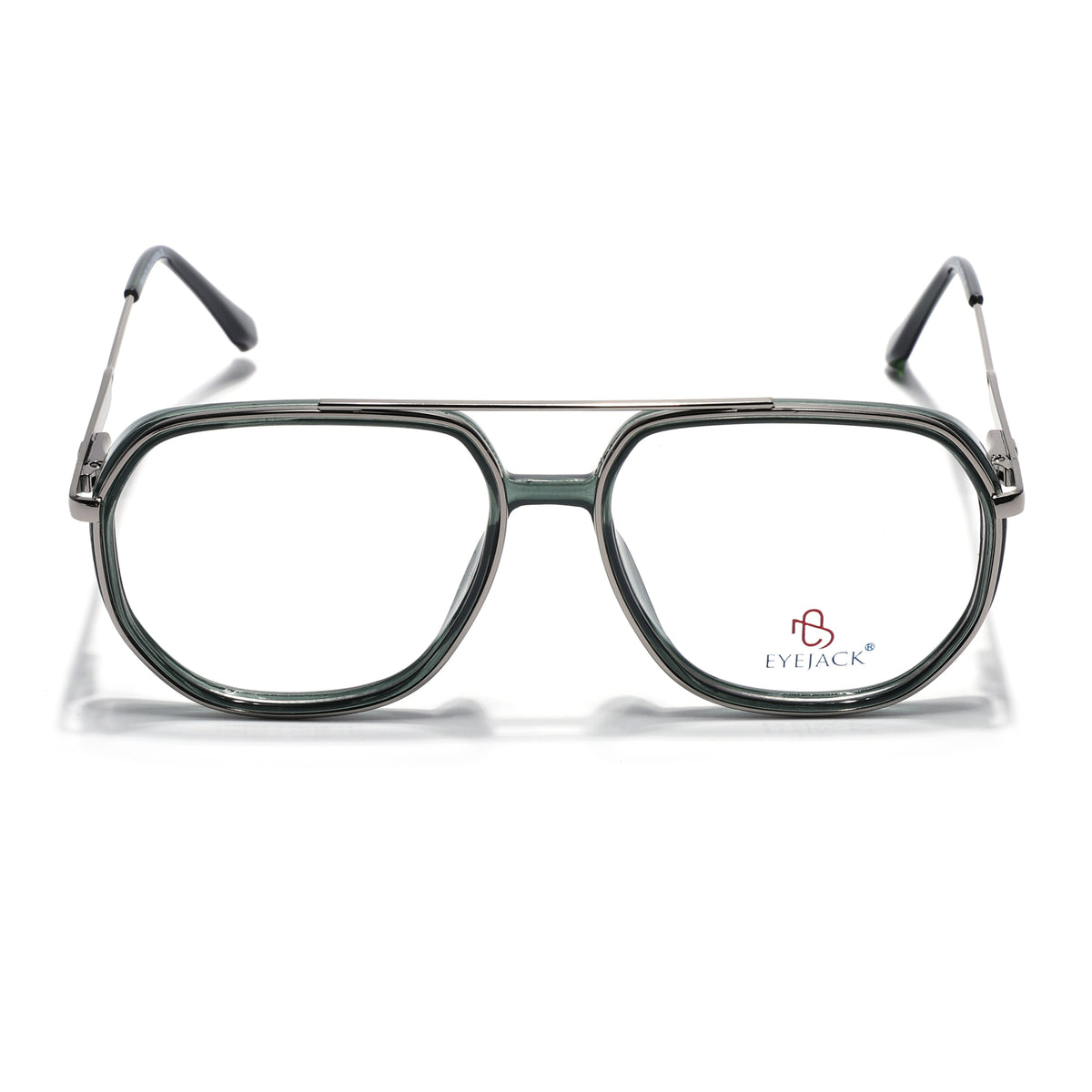 Eyejack Skyline Silver & Green Wayfarer Eyeglasses for Men & Women (170204FCL2008-C4)