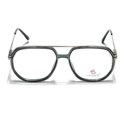 Eyejack Skyline Silver & Green Wayfarer Eyeglasses for Men & Women (170204FCL2008-C4)