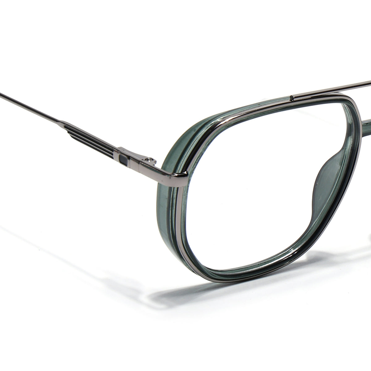 Eyejack Skyline Silver & Green Wayfarer Eyeglasses for Men & Women (170204FCL2008-C4)