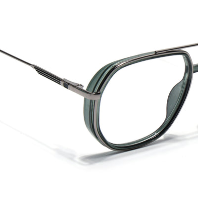 Eyejack Skyline Silver & Green Wayfarer Eyeglasses for Men & Women (170204FCL2008-C4)