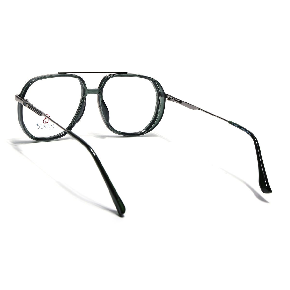 Eyejack Skyline Silver & Green Wayfarer Eyeglasses for Men & Women (170204FCL2008-C4)