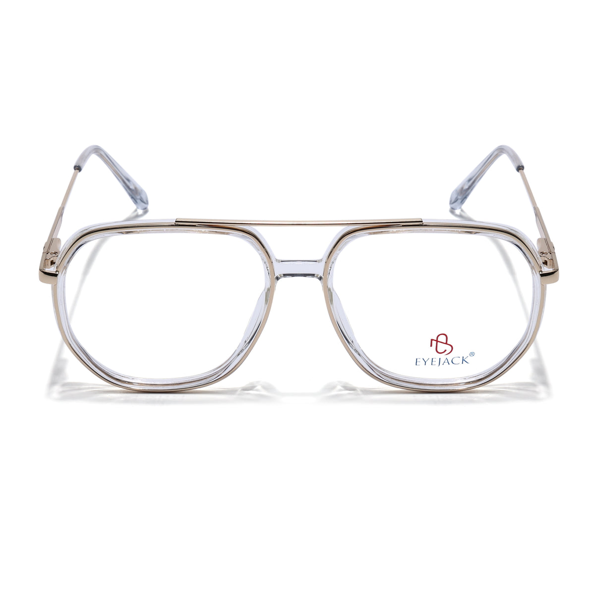 Eyejack Skyline Golden & Transparent Wayfarer Eyeglasses for Men & Women (170204FCL2009-C5)