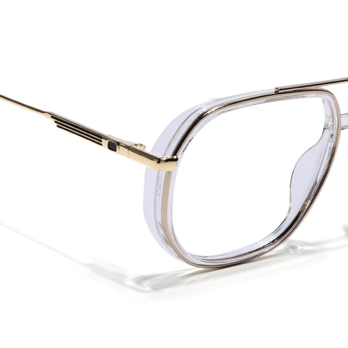 Eyejack Skyline Golden & Transparent Wayfarer Eyeglasses for Men & Women (170204FCL2009-C5)