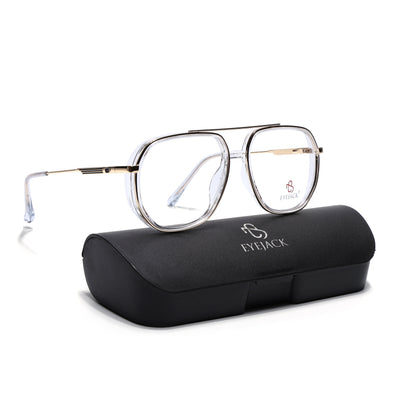 Eyejack Skyline Golden & Transparent Wayfarer Eyeglasses for Men & Women (170204FCL2009-C5)