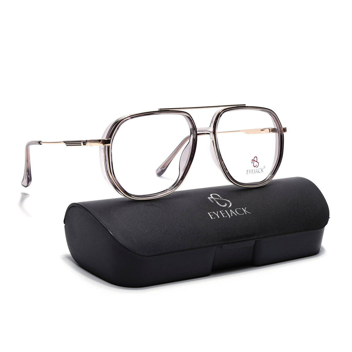 Eyejack Skyline Golden & Grey Wayfarer Eyeglasses for Men & Women (170204FCL2010-C6)