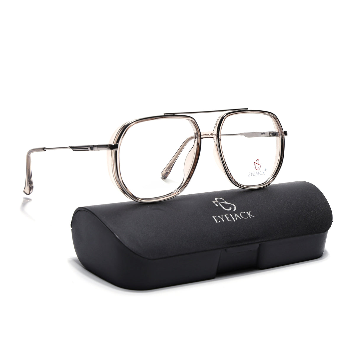 Eyejack Skyline Silver & Transparent Wayfarer Eyeglasses for Men & Women (170204FCL2011-C7)