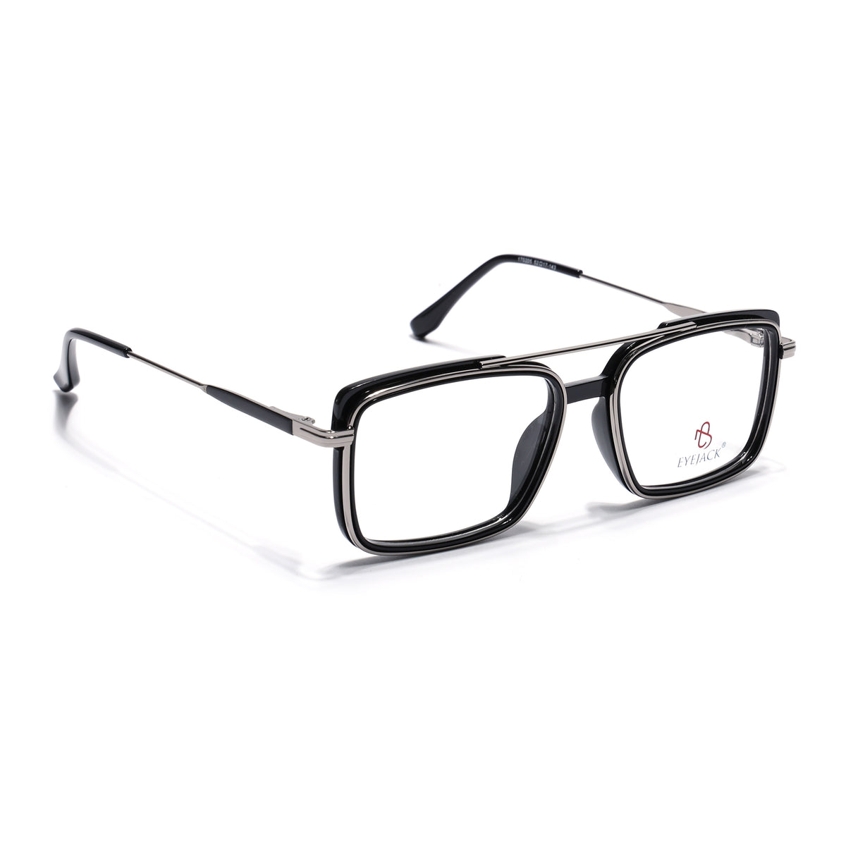 Eyejack Skyline Black & Silver Rectangle Eyeglasses for Men & Women (170205FCL2012-C1)