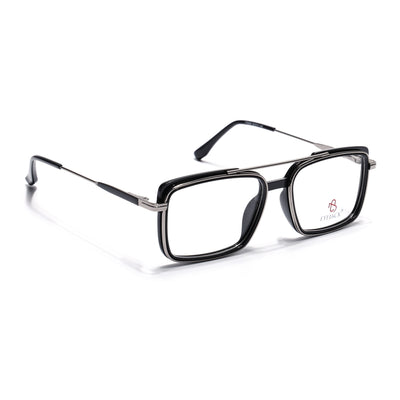 Eyejack Skyline Black & Silver Rectangle Eyeglasses for Men & Women (170205FCL2012-C1)