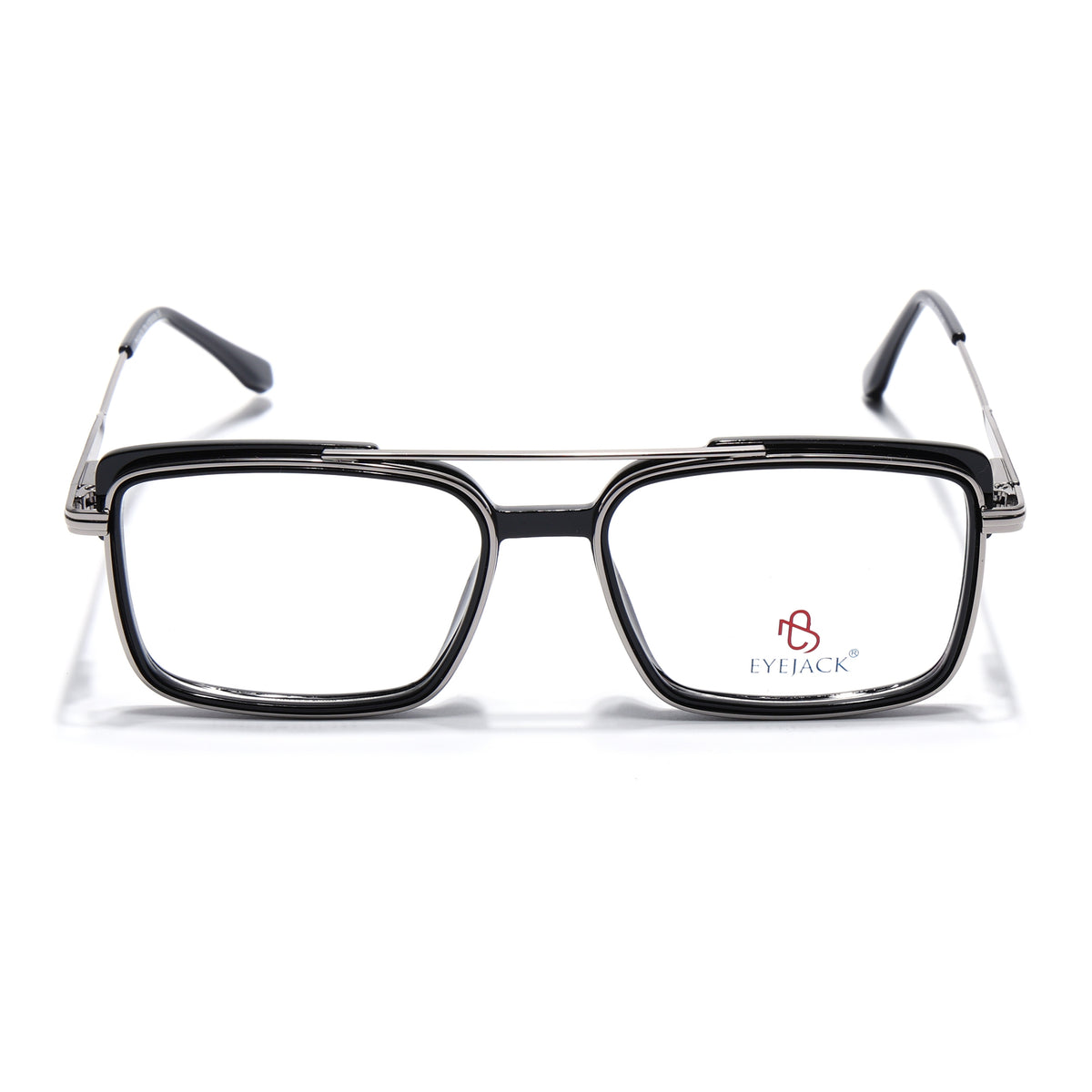 Eyejack Skyline Black & Silver Rectangle Eyeglasses for Men & Women (170205FCL2012-C1)