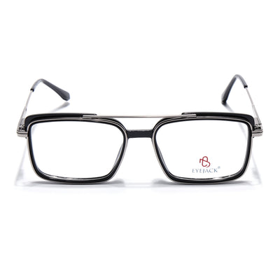Eyejack Skyline Black & Silver Rectangle Eyeglasses for Men & Women (170205FCL2012-C1)