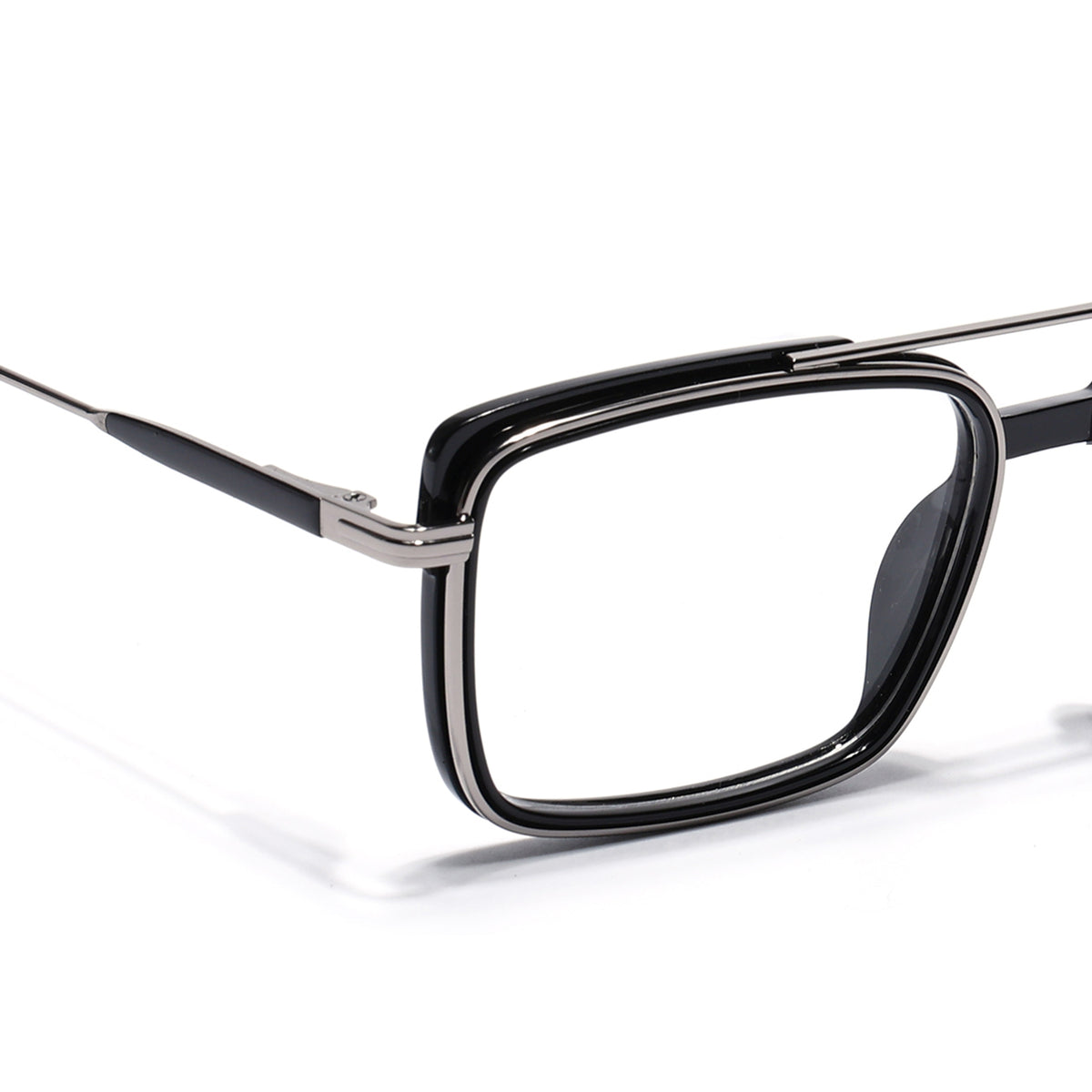 Eyejack Skyline Black & Silver Rectangle Eyeglasses for Men & Women (170205FCL2012-C1)