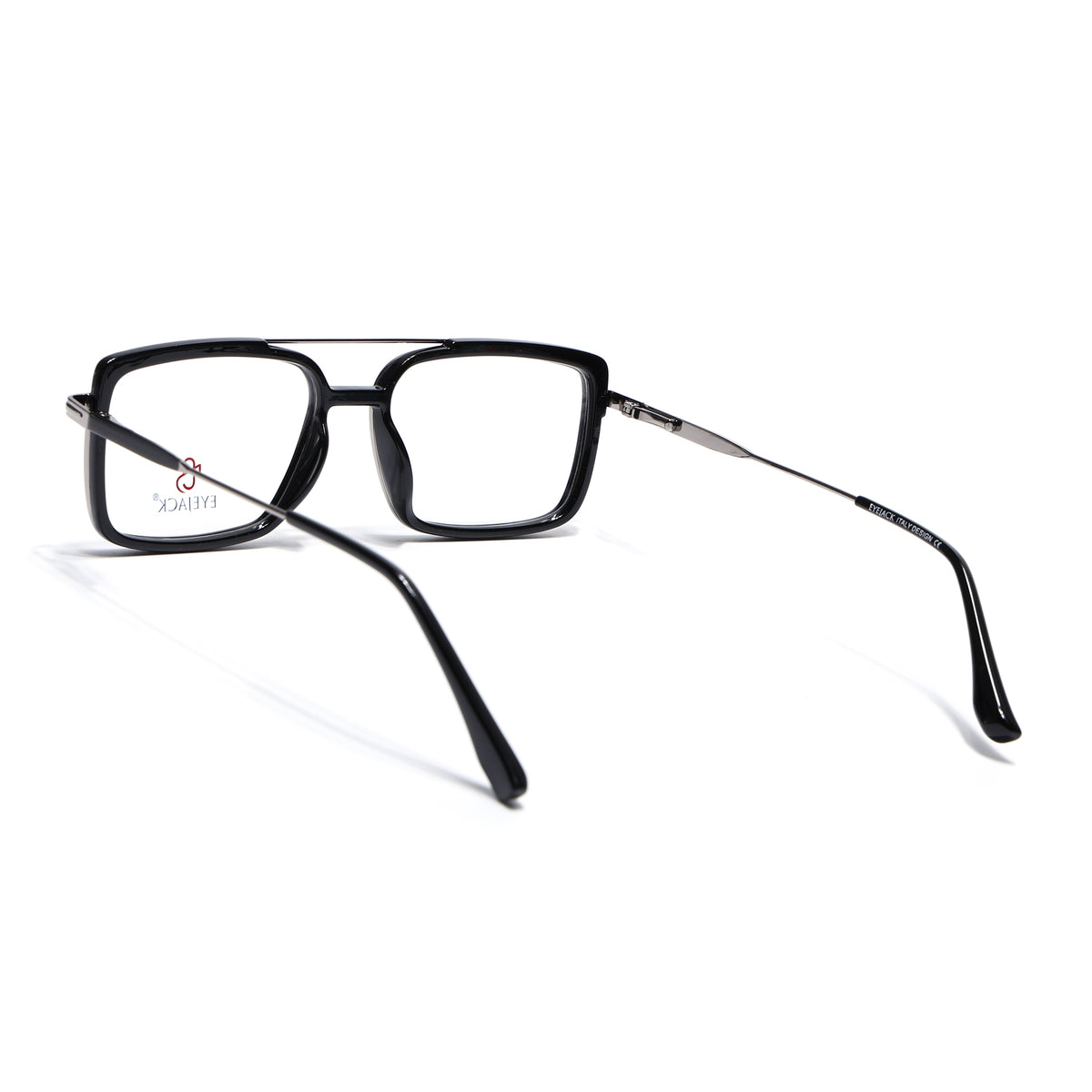 Eyejack Skyline Black & Silver Rectangle Eyeglasses for Men & Women (170205FCL2012-C1)