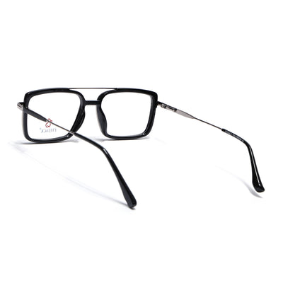 Eyejack Skyline Black & Silver Rectangle Eyeglasses for Men & Women (170205FCL2012-C1)