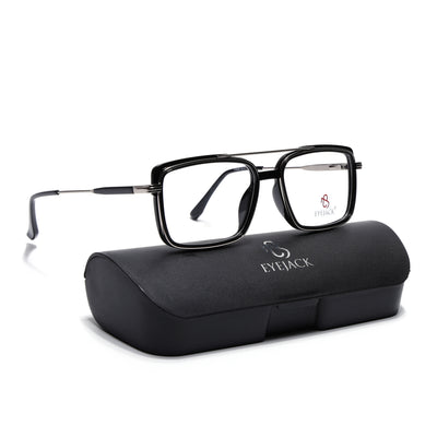 Eyejack Skyline Black & Silver Rectangle Eyeglasses for Men & Women (170205FCL2012-C1)
