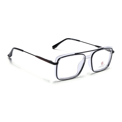 Eyejack Skyline Black & Transparent Rectangle Eyeglasses for Men & Women (170205FCL2013-C2)