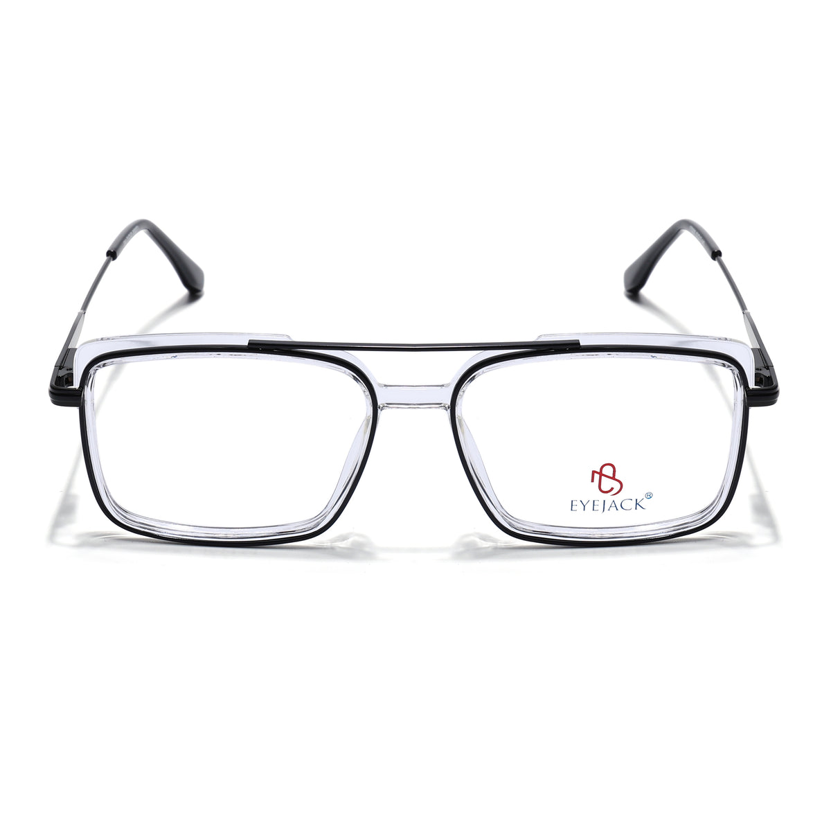 Eyejack Skyline Black & Transparent Rectangle Eyeglasses for Men & Women (170205FCL2013-C2)