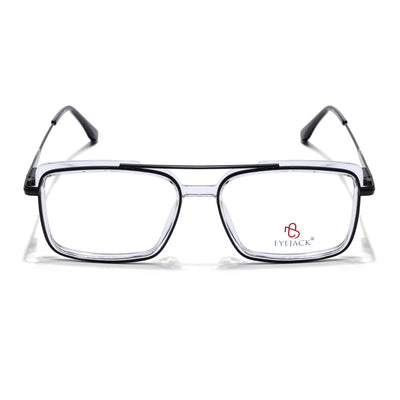 Eyejack Skyline Black & Transparent Rectangle Eyeglasses for Men & Women (170205FCL2013-C2)