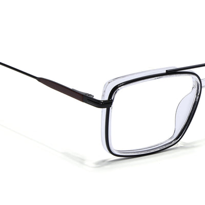 Eyejack Skyline Black & Transparent Rectangle Eyeglasses for Men & Women (170205FCL2013-C2)