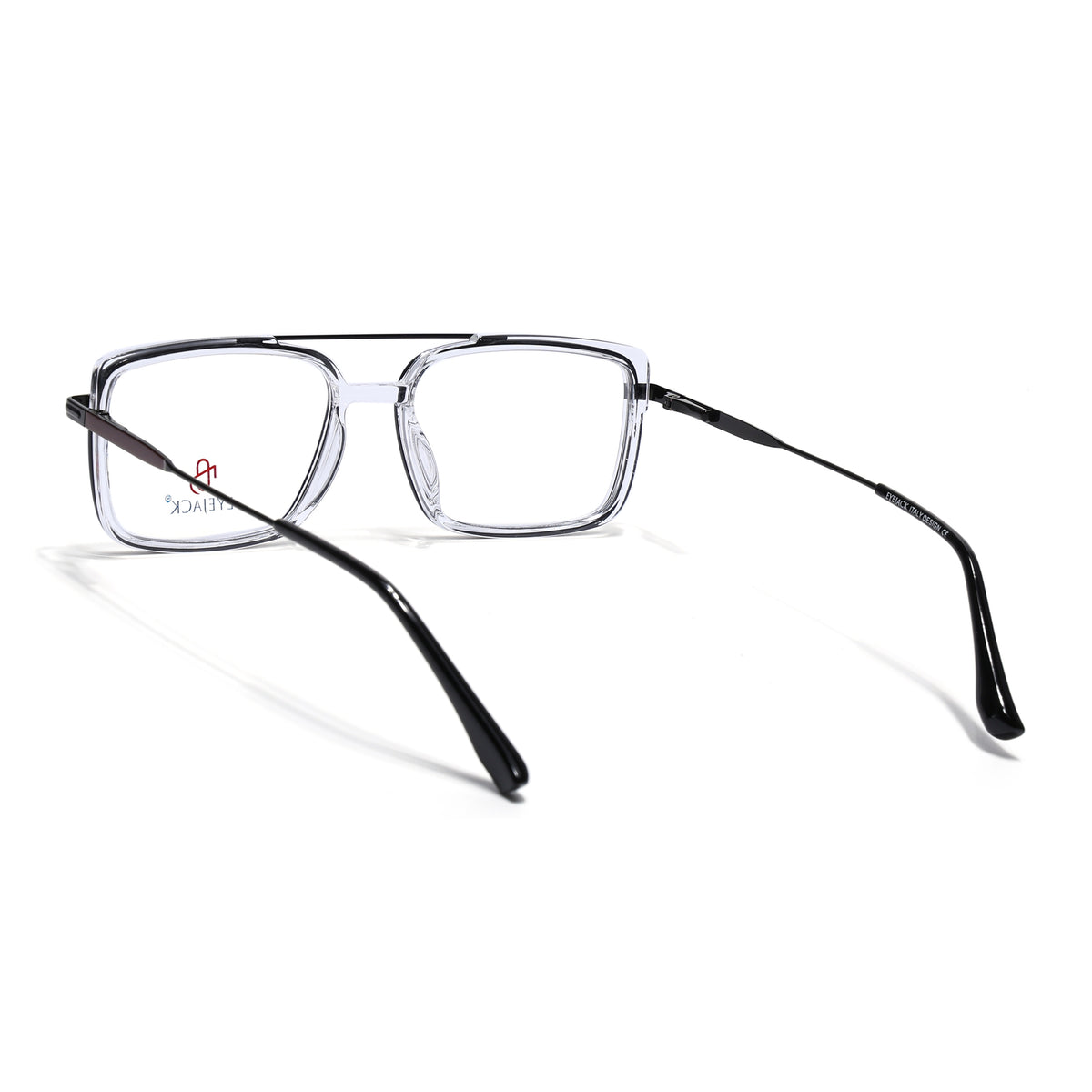 Eyejack Skyline Black & Transparent Rectangle Eyeglasses for Men & Women (170205FCL2013-C2)