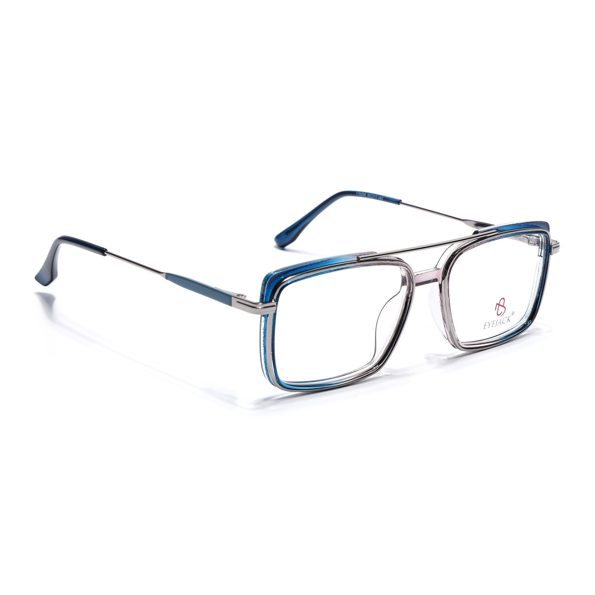 Eyejack Skyline Silver & Blue Rectangle Eyeglasses for Men & Women (170205FCL2014-C3)