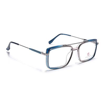 Eyejack Skyline Silver & Blue Rectangle Eyeglasses for Men & Women (170205FCL2014-C3)