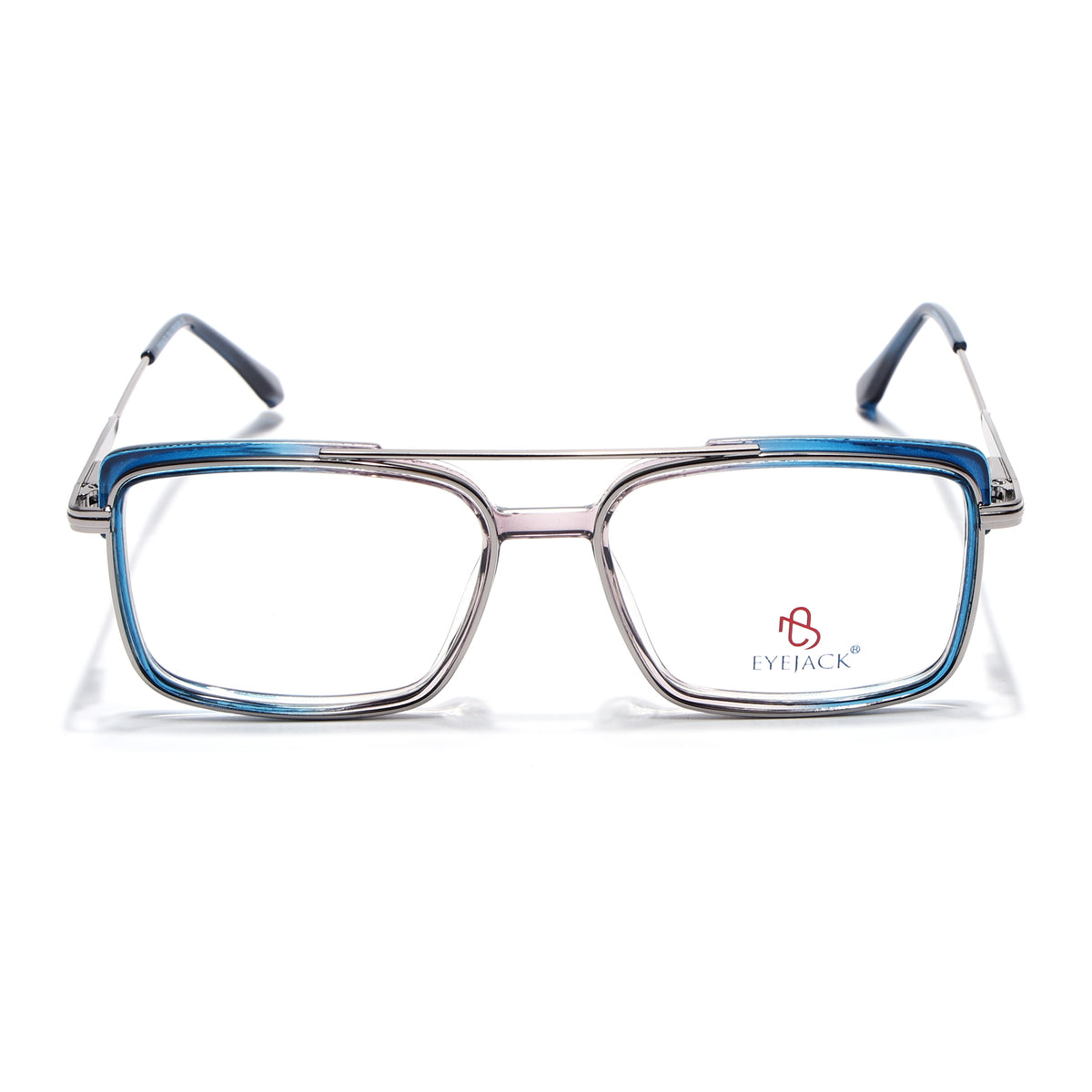 Eyejack Skyline Silver & Blue Rectangle Eyeglasses for Men & Women (170205FCL2014-C3)