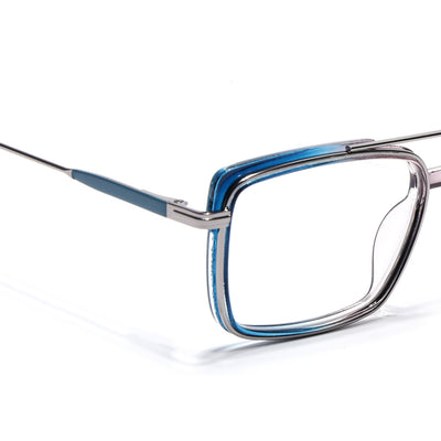 Eyejack Skyline Silver & Blue Rectangle Eyeglasses for Men & Women (170205FCL2014-C3)