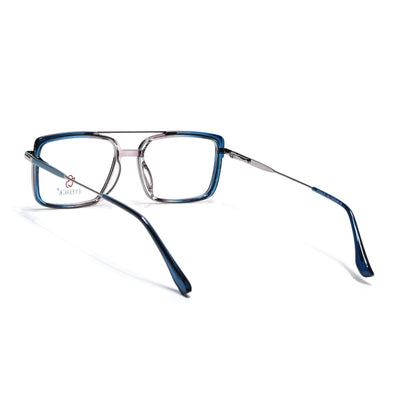 Eyejack Skyline Silver & Blue Rectangle Eyeglasses for Men & Women (170205FCL2014-C3)