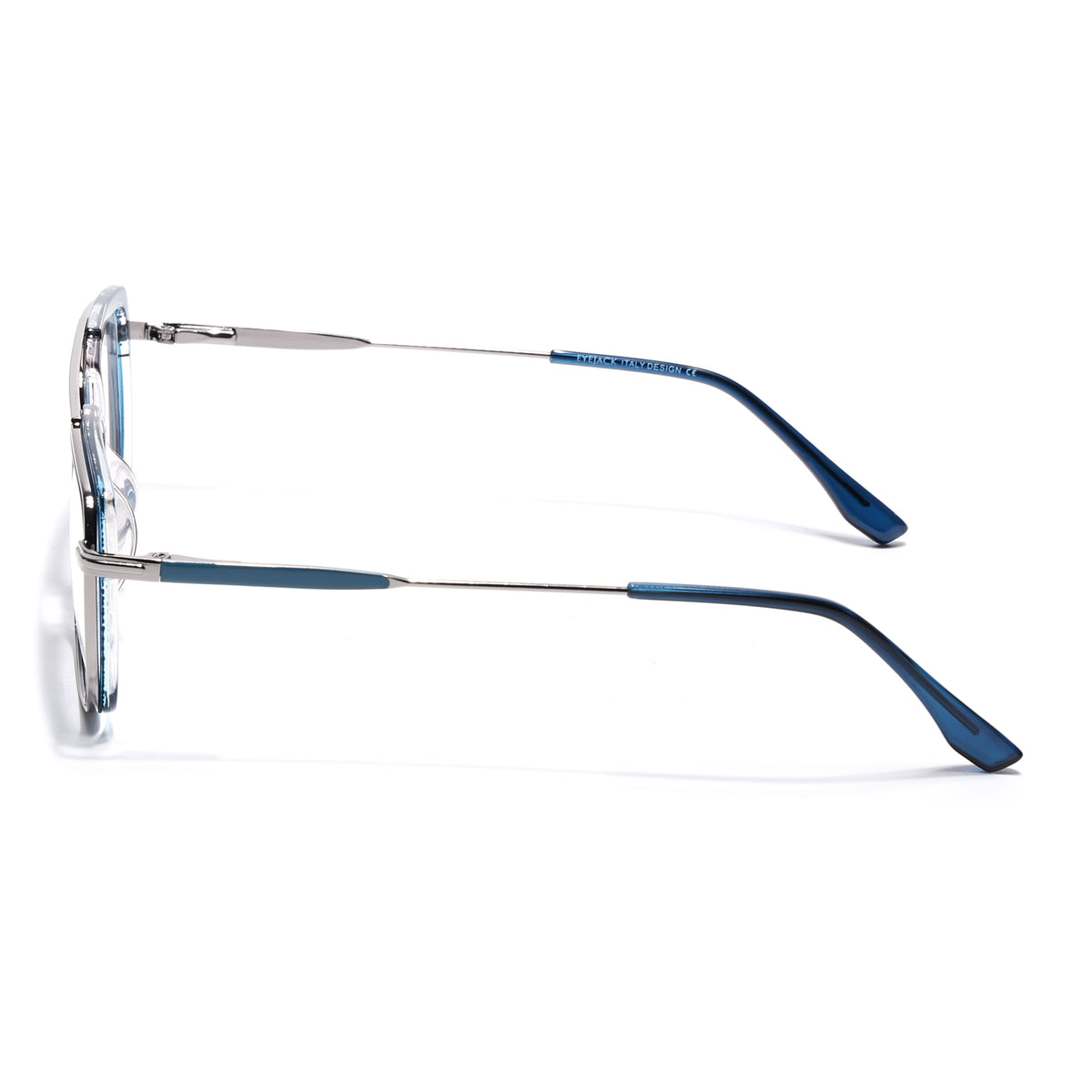 Eyejack Skyline Silver & Blue Rectangle Eyeglasses for Men & Women (170205FCL2014-C3)