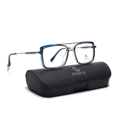 Eyejack Skyline Silver & Blue Rectangle Eyeglasses for Men & Women (170205FCL2014-C3)