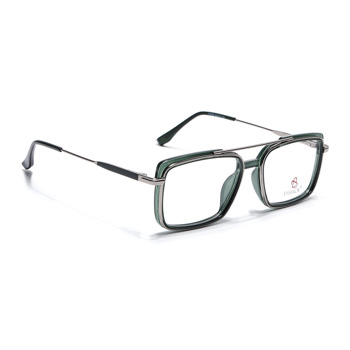 Eyejack Skyline Silver & Green Rectangle Eyeglasses for Men & Women (170205FCL2015-C4)