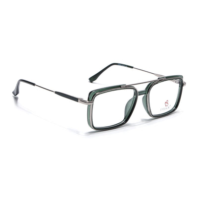 Eyejack Skyline Silver & Green Rectangle Eyeglasses for Men & Women (170205FCL2015-C4)