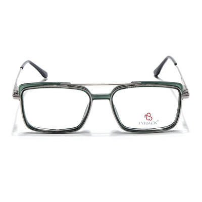 Eyejack Skyline Silver & Green Rectangle Eyeglasses for Men & Women (170205FCL2015-C4)