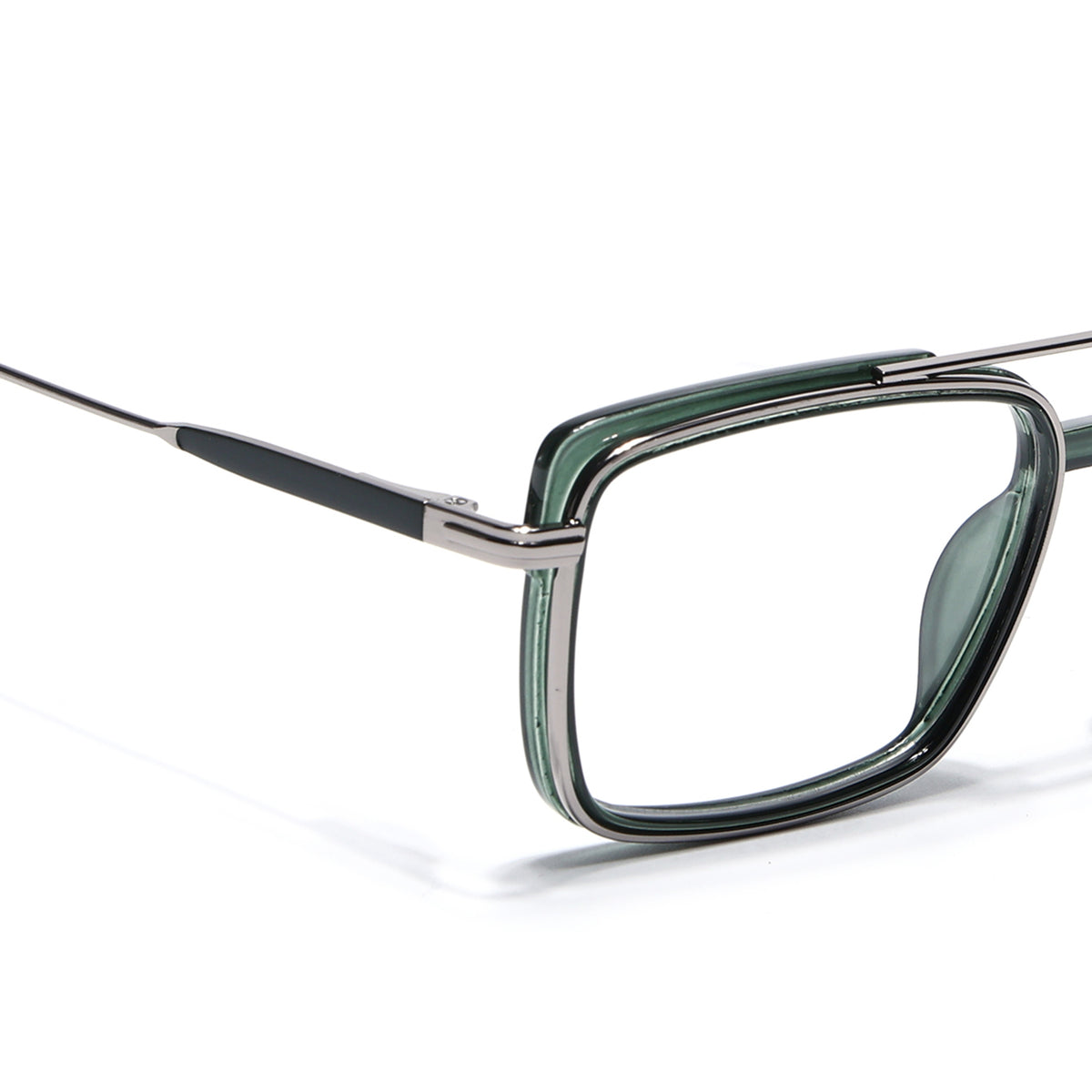 Eyejack Skyline Silver & Green Rectangle Eyeglasses for Men & Women (170205FCL2015-C4)